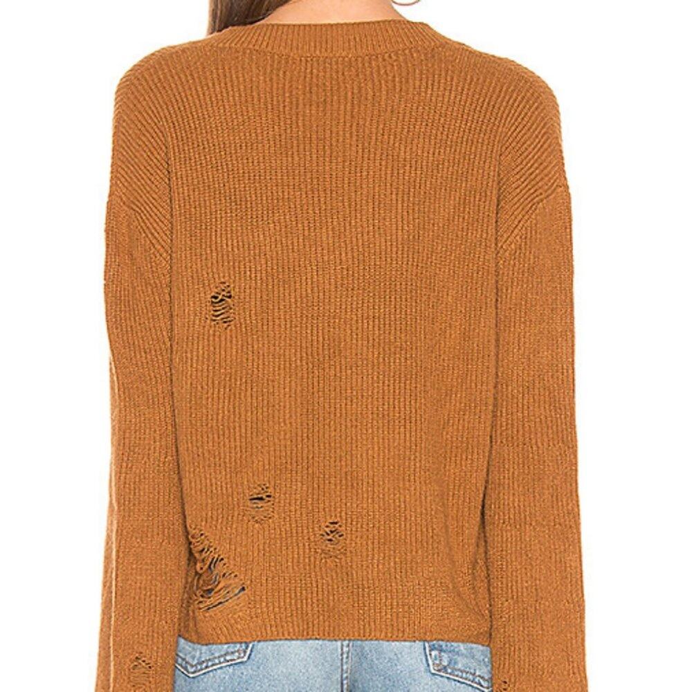 Revolve By the Way Distressed Sweater Rips Rust - Picture 2 of 10